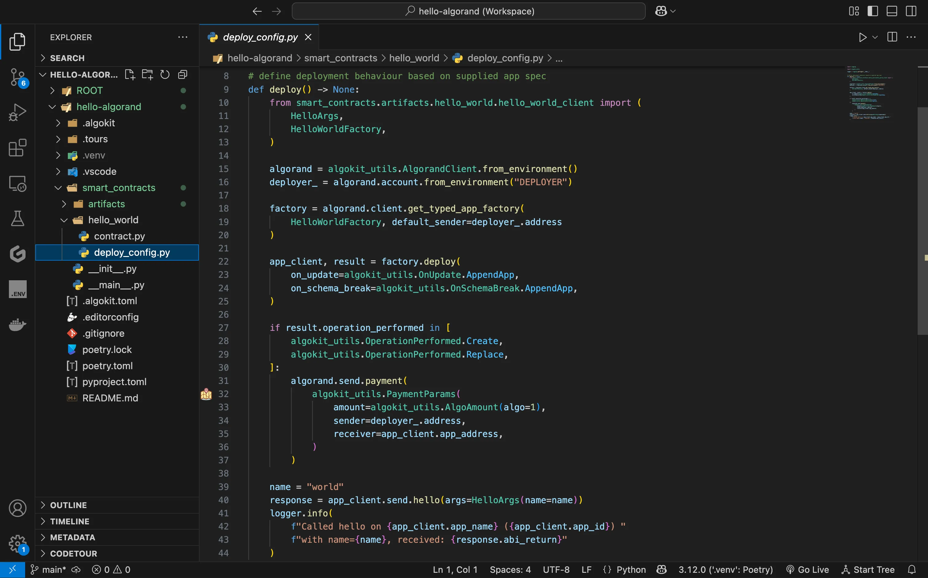 AlgoKit Starter config